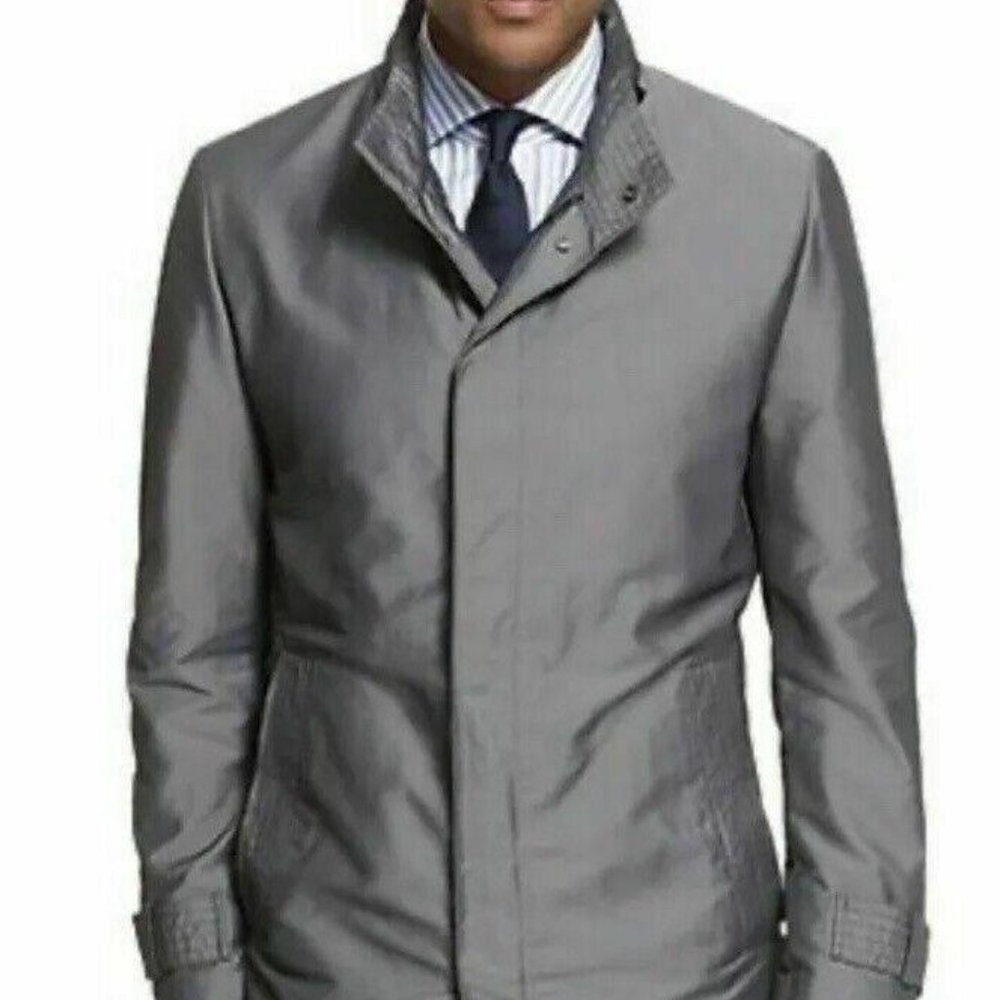 Boss Hugo Boss The Pander Mens Gray Water Repellent Trench Coat 48R